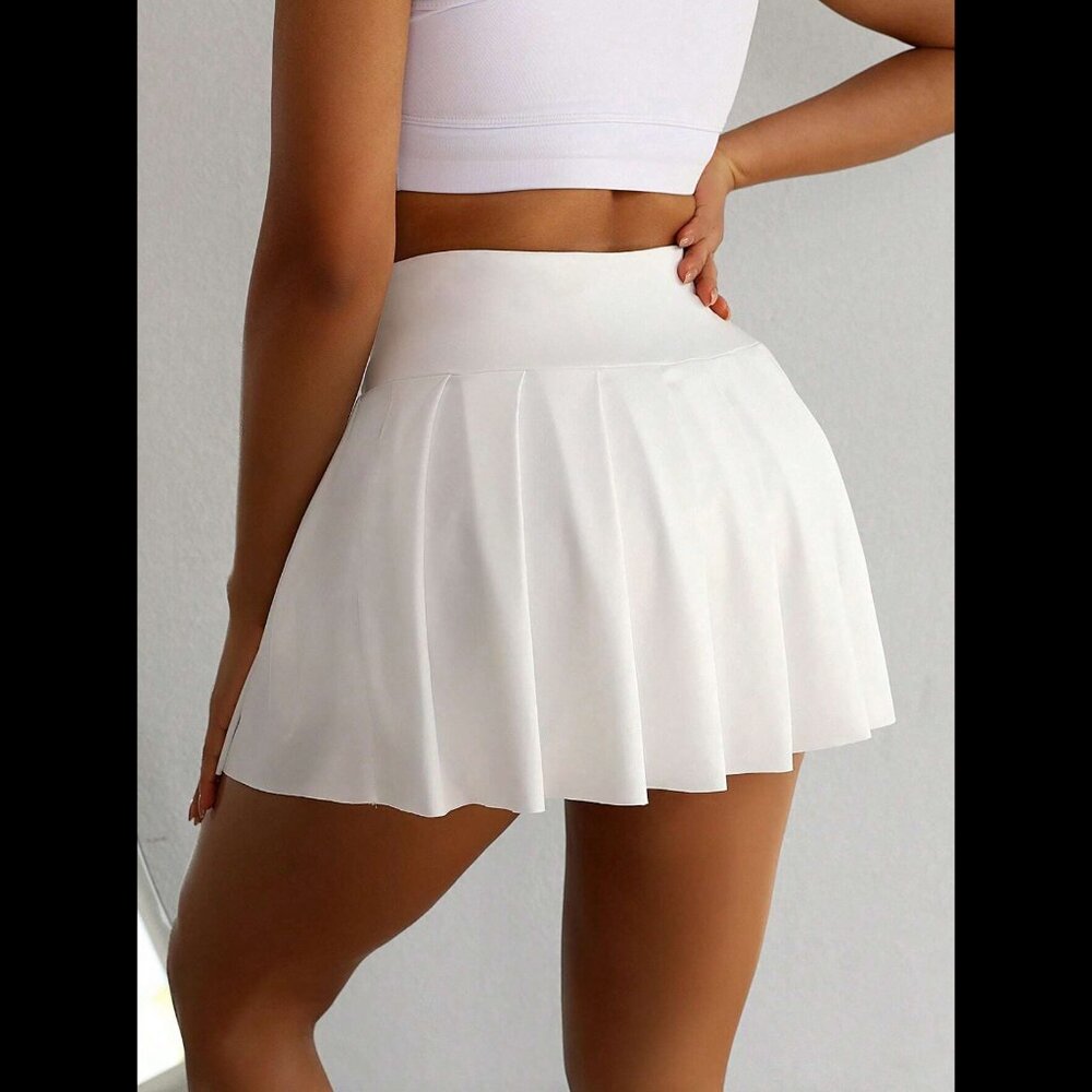 Hidden shorts mini skirt with pocket pleated mini tennis skirt preppy white - Picture 2 of 3